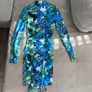 Fashion Nova Tropical Ruched Dress
